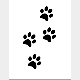 Black Paw-prints on a white surface Posters and Art